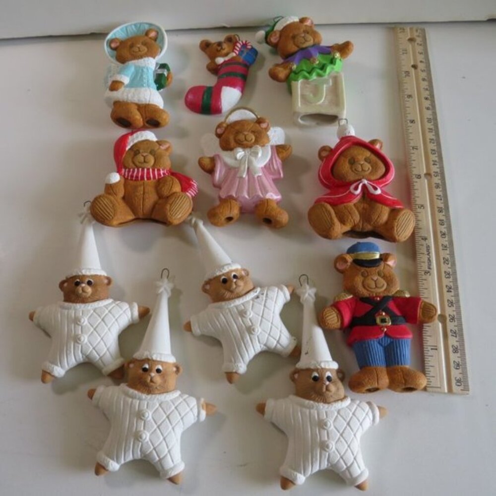 TEDDY BEARS Ceramic Ornaments (hangable) some Christmas